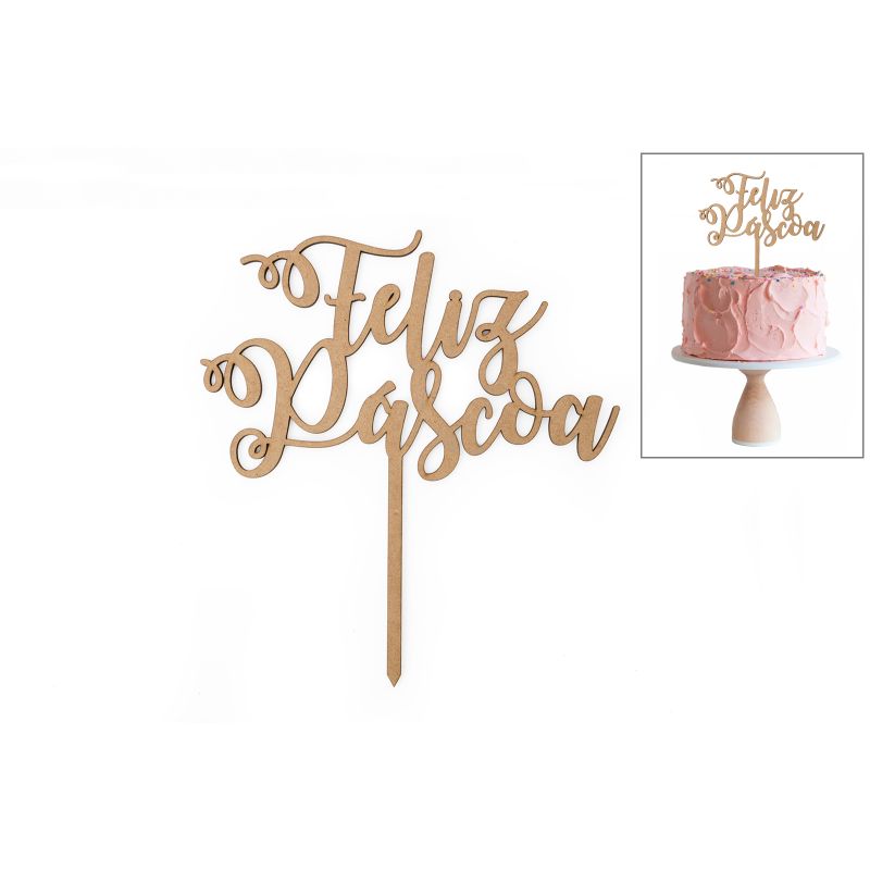 SET 4 ESPETOS FELIZ PASCOA 17.5X19X0.3CM MDF