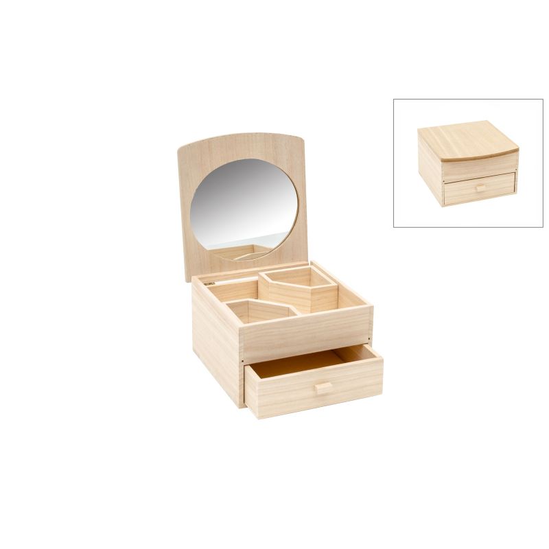 GUARDA JOIAS C/ESPELHO C/GAVETA 18X19.5X12CM