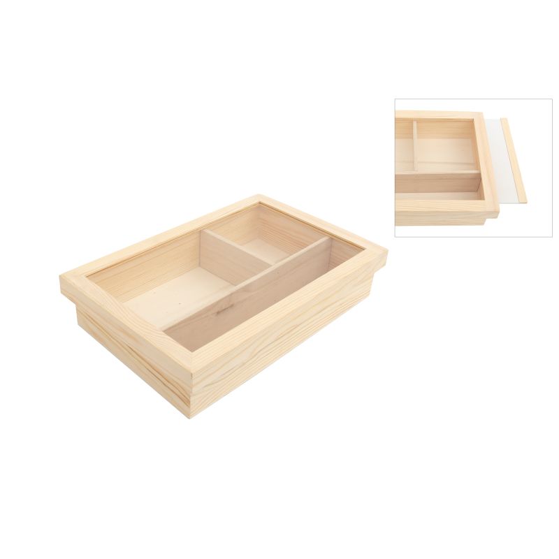 CAIXA P/ BATIZADO 38X25X7.5CM COM TAMPA VIDRO