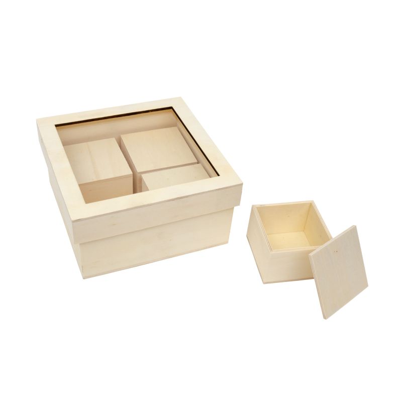 CAIXA DE RECORDAÇÕES 17X17X8.5X0,8CM C/4 CX C/ TAMPA ACRILI