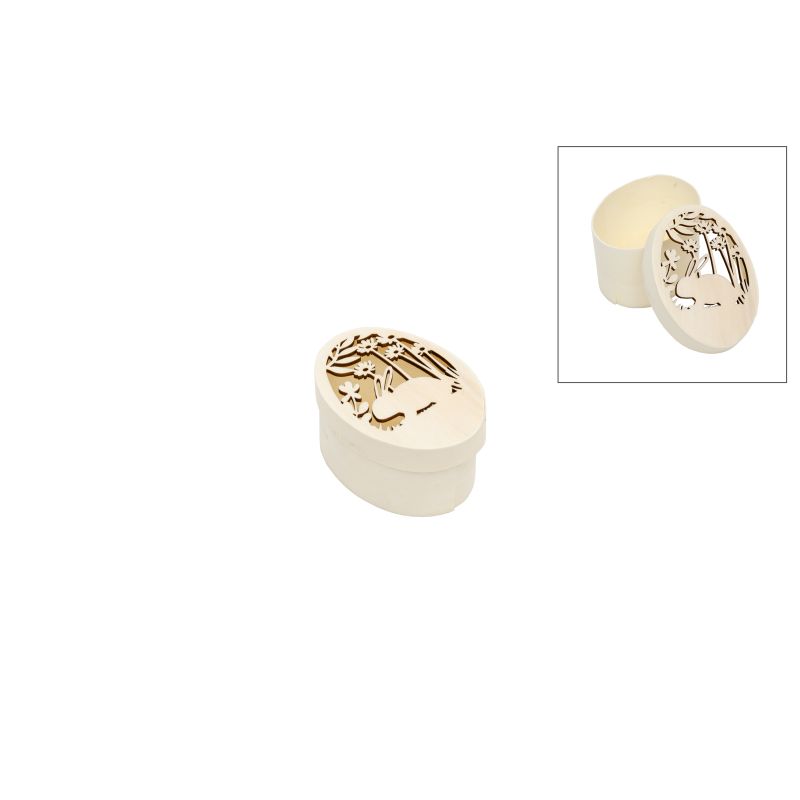 SET 6 CAIXAS BALSA OVAIS COELHO 7.5X5.5X4CM