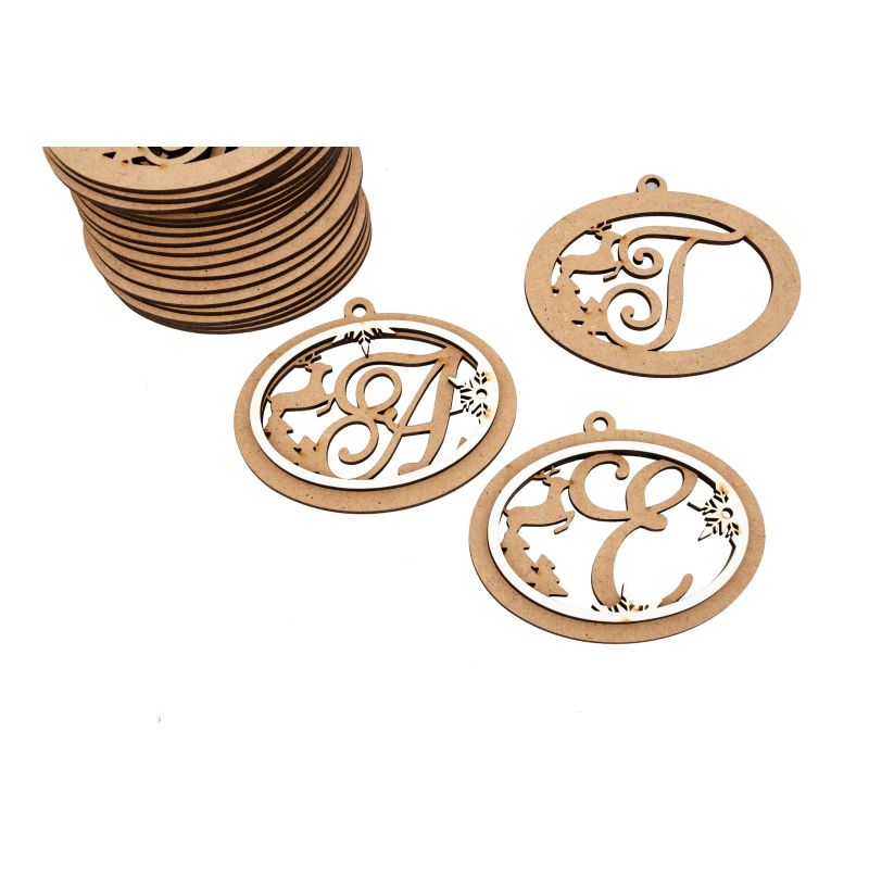 BOLA NATAL C/ LETRA PERSONALIZAVEL 10X8.2X0.3CM MDF