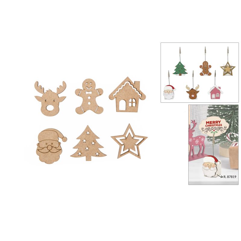 SET 12 APLICACOES NATAL 6X0.3CM MDF