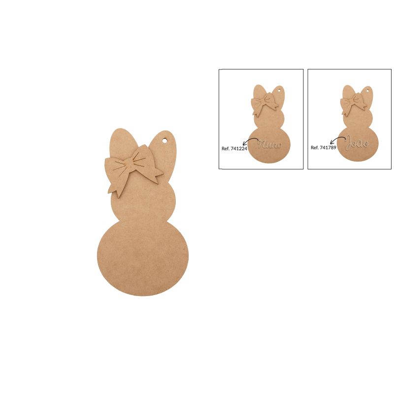 SET 2 COELHOS MENINA 9.8X18X0.3CM MDF