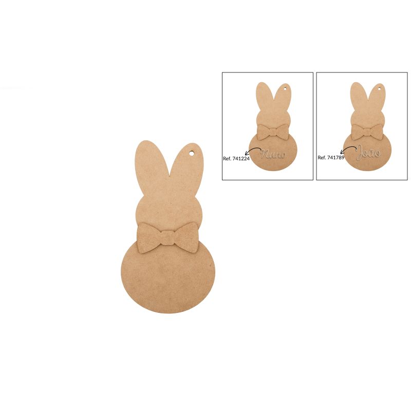 SET 2 COELHOS MENINO 9.8X18X0.3CM MDF