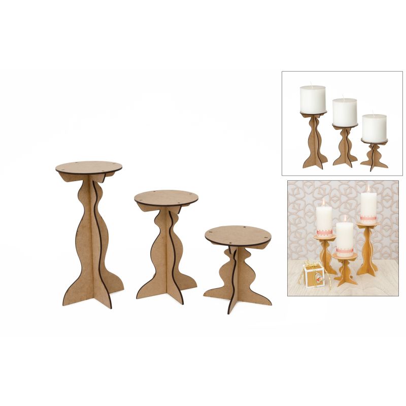 SET 3 CASTICAIS 10.8X11.5-17-23X0.3CM MDF