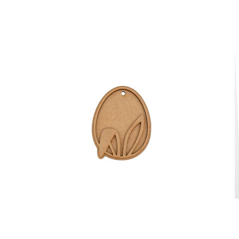 SET 6 PENDUROS OVO COM COELHO 6.3X8X0.3CM MDF
