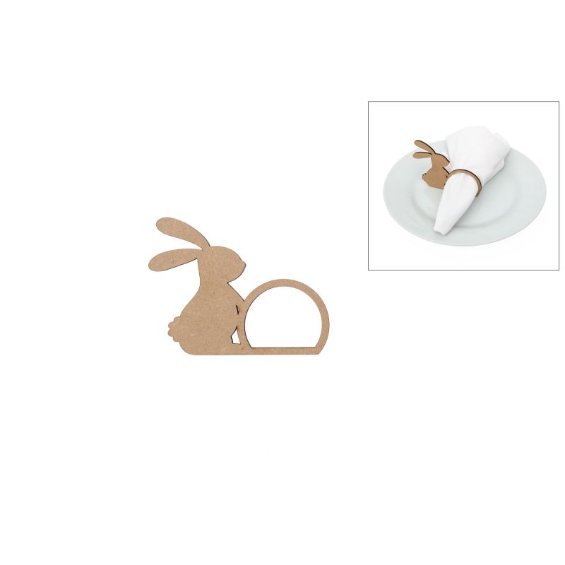 SET 6 ARGOLAS GUARDANAPO COELHO 11.8X9X0.3CM MDF