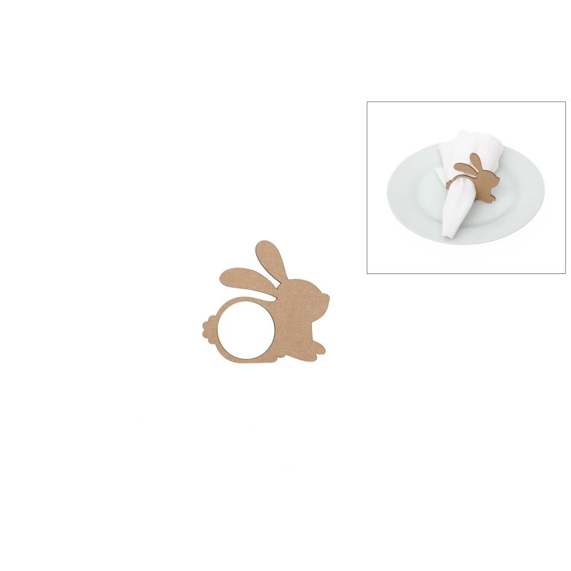 SET 6 ARGOLAS GUARDANAPO COELHO 9X8.6X0.3CM MDF