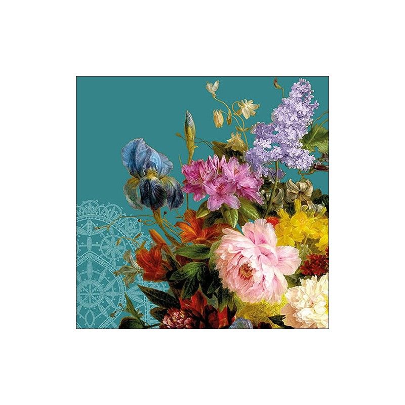 Guardanapo Still Life Bouquet Petrol 30x30cm