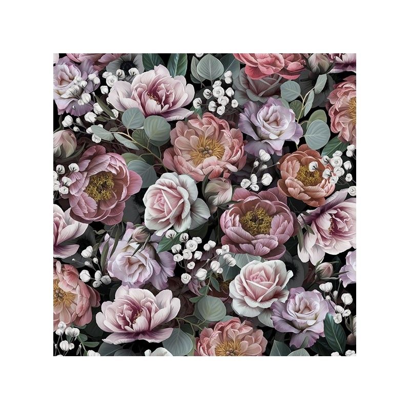Guardanapo Vintage Flowers Black 30x30cm