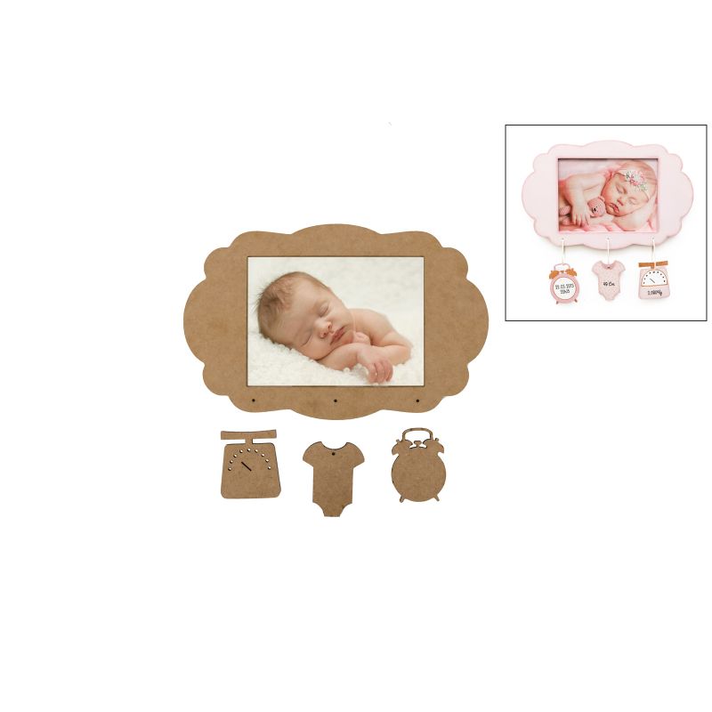 SET 2 MOLDURAS NASCIMENTO 33X21X0.8CM MDF C/RECORTES