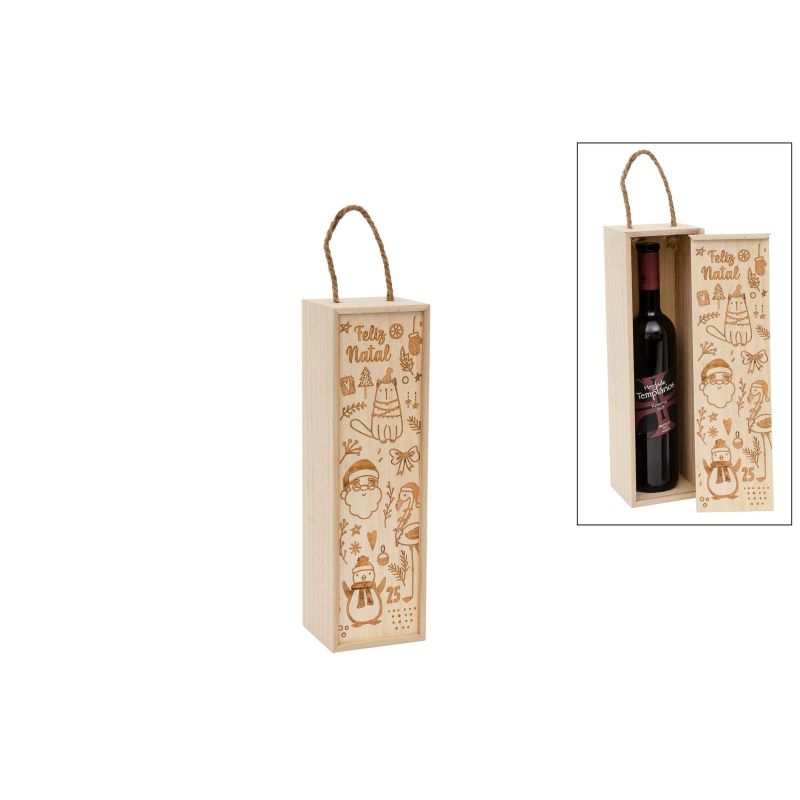 CAIXA P/GARRAFA FELIZ NATAL 37X11X10CM
