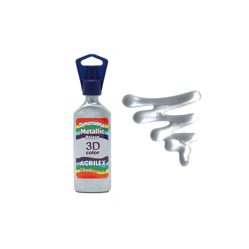 DIMENSIONAL RELEVO 3D METALLIC 35ML PRATA 12312533 ACRILEX 
