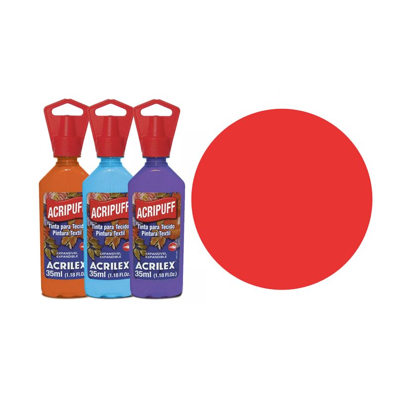 TINTA TECIDO 35ML ACRIPUFF VERMELHO VIVO 04812541 ACRILEX 
