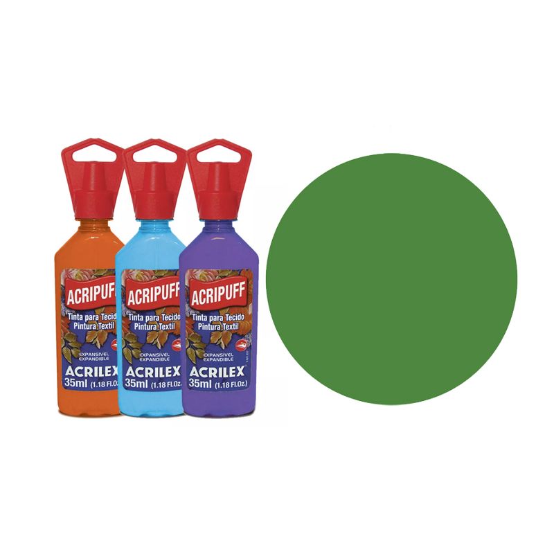 TINTA TECIDO 35ML ACRIPUFF VERDE ABAC. 04812572 ACRILEX 