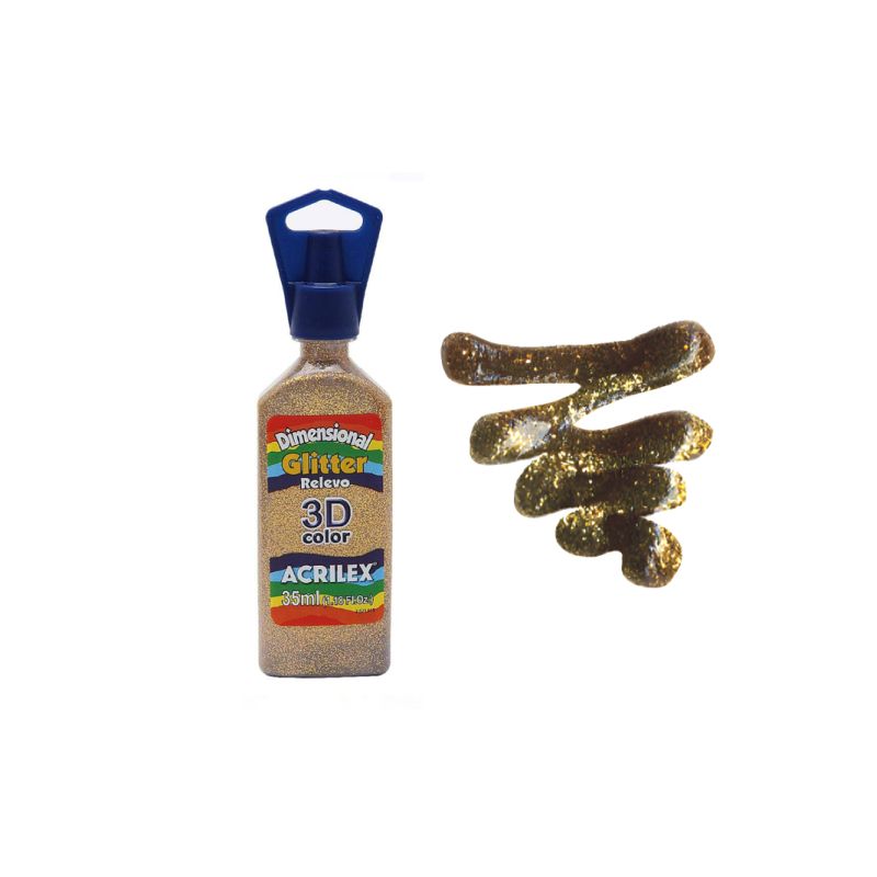 DIMENSIONAL RELEVO 3D GLITTER 35ML OURO 12212201 ACRILEX 