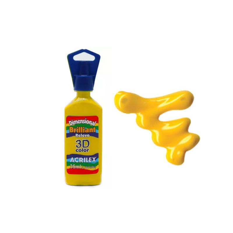 DIMENS. RELEVO 3D BRILH. 35ML AMARELO OURO 12112505 ACRILEX 