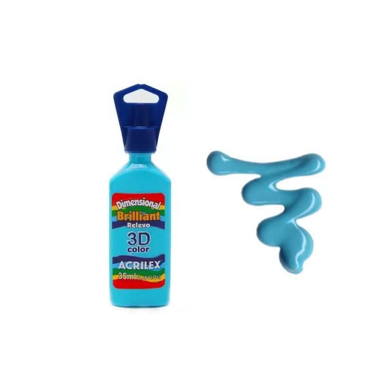 DIMENS. RELEVO 3D BRILH. 35ML TURQUESA 12112577 ACRILEX 