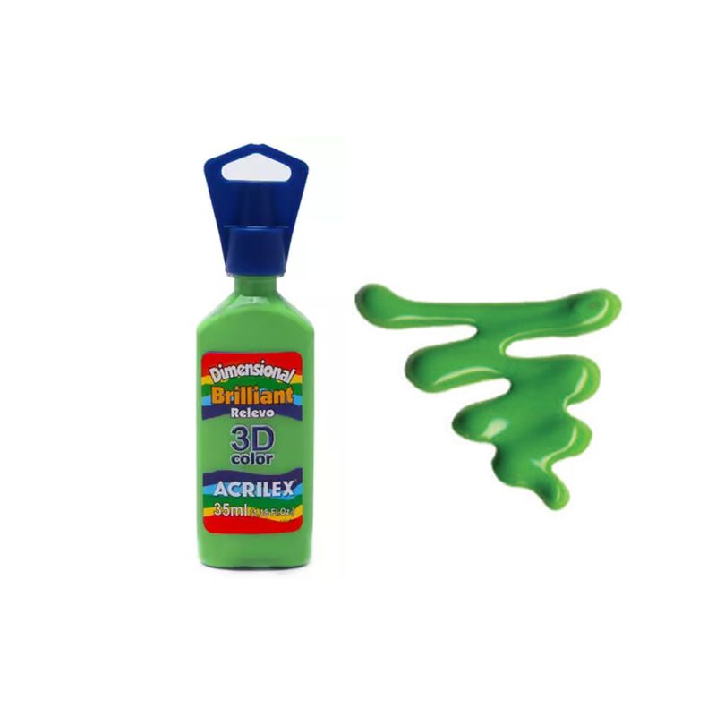 DIMENS. RELEVO 3D BRILH. 35ML VERDE ABAC. 12112572 ACRILEX 