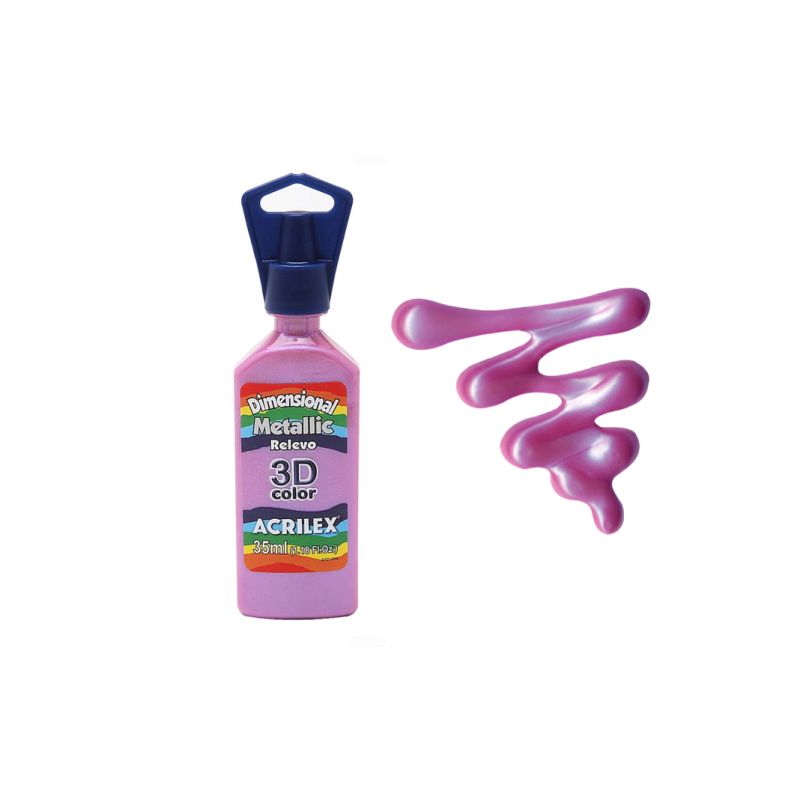 DIMENS. RELEVO 3D METALLIC 35ML ROSA C. 12312844 ACRILEX 