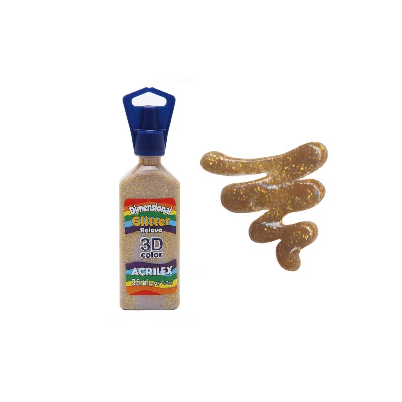 DIMENSIONAL RELEVO 3D GLITTER 35ML AMARELO 12212212 ACRILEX 