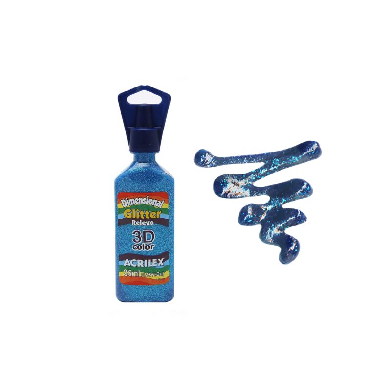 DIMENSIONAL RELEVO 3D GLITTER 35ML AZUL 122125204 ACRILEX 