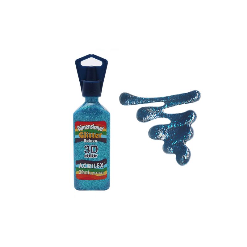 DIMENS. RELEVO 3D GLITTER 35ML AZUL TURQ.12212211 ACRILEX 