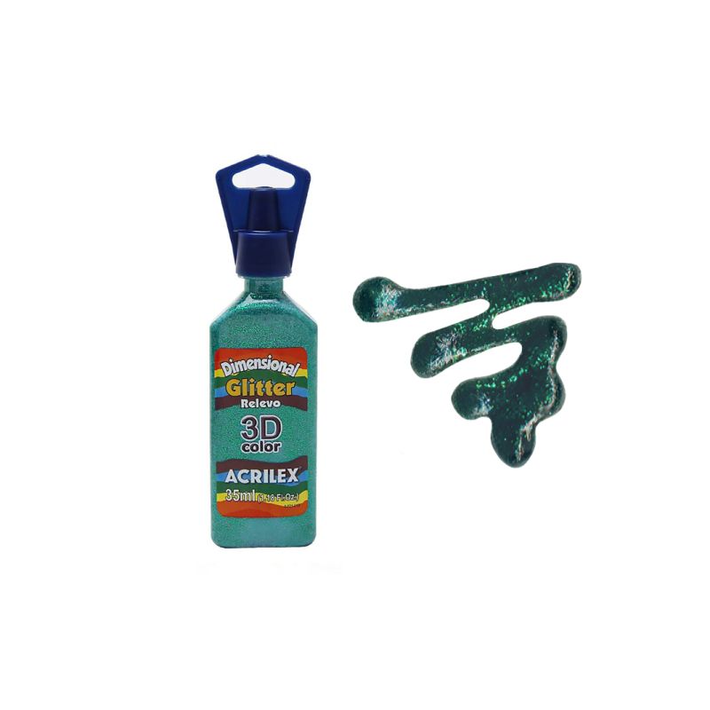 DIMENS.RELEVO 3D GLITTER 35ML VERDE ESM. 