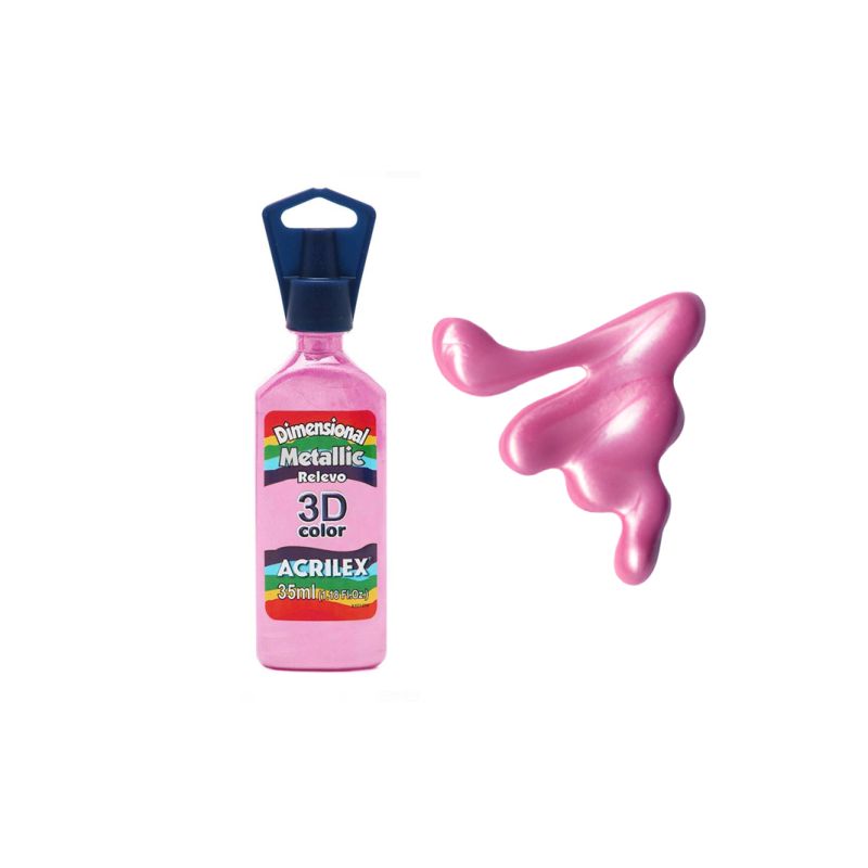 DIMENS. RELEVO 3D METALLIC 35ML ROSA 12312554 ACRILEX 