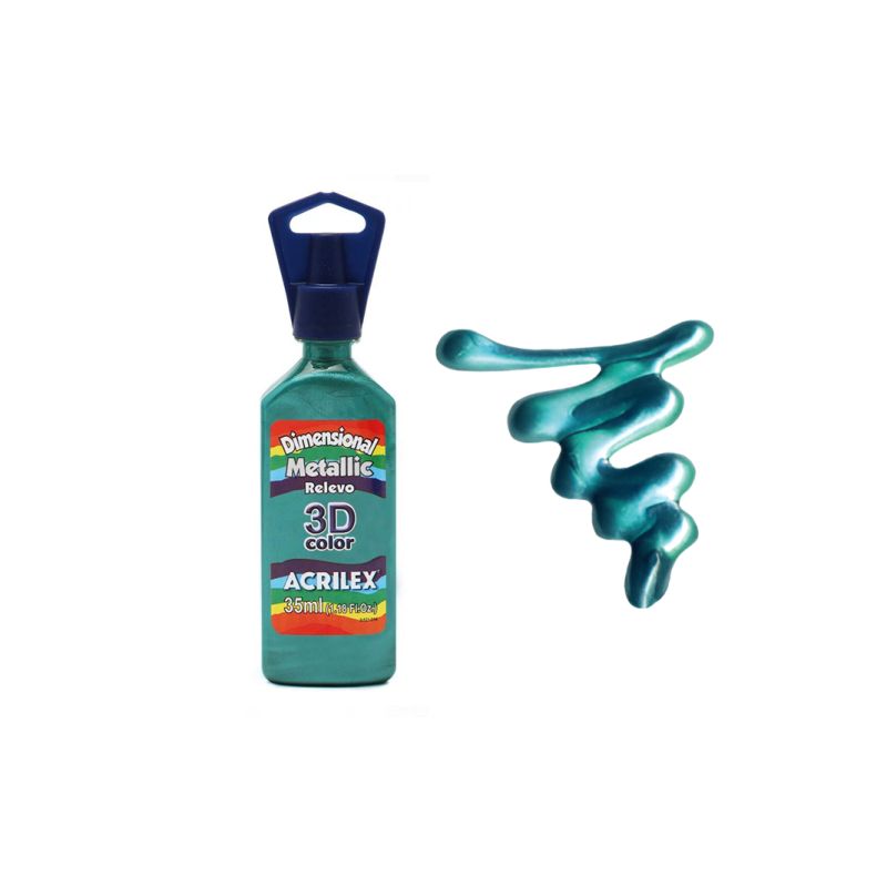 DIMENS. RELEVO 3D METALLIC 35ML VERDE 12312557 ACRILEX 