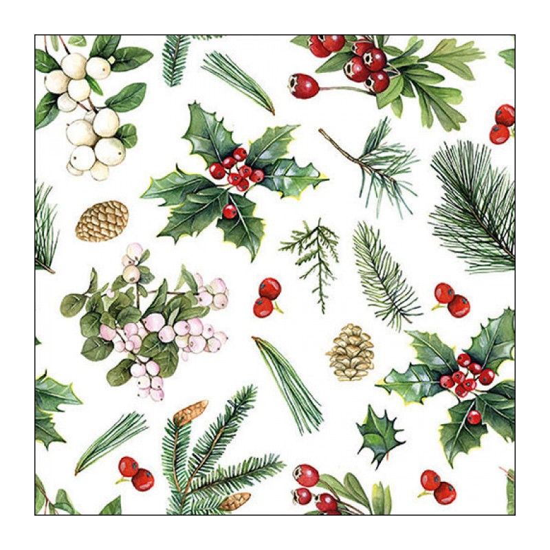 Guardanapo WINTER GREENERY WHITE 30x30cm