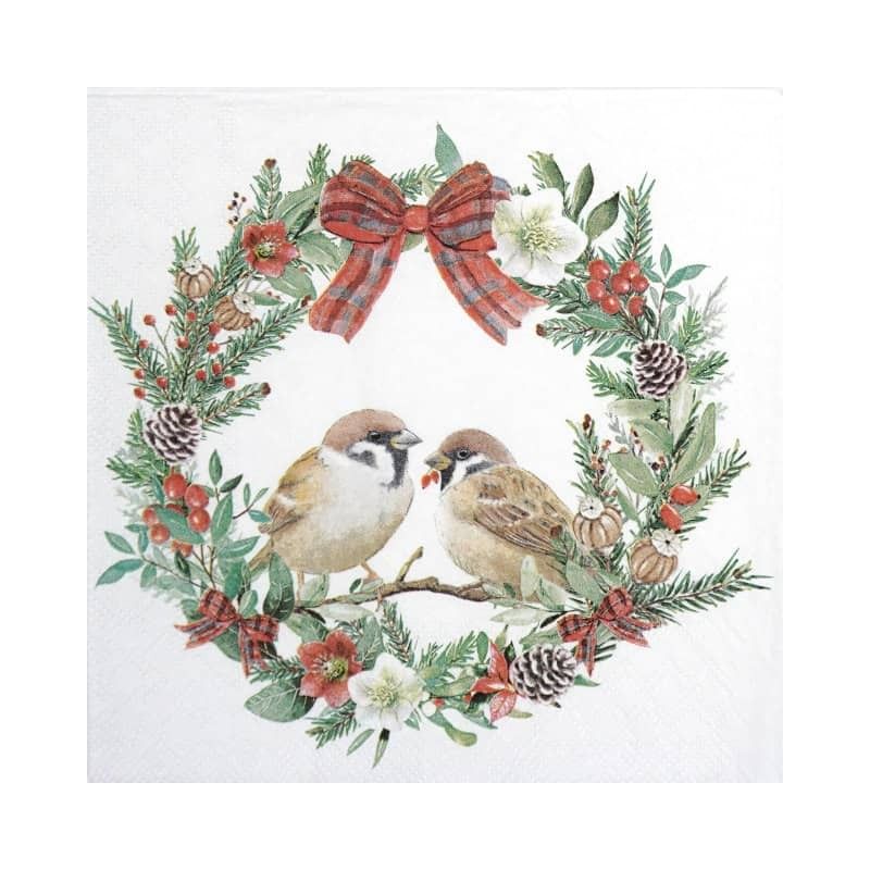 Guardanapo SPARROWS IN WREATH 30x30cm