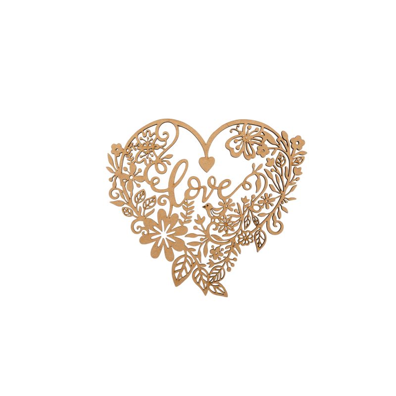 CORAÇÃO RENDILHADO LOVE 20X17.7X0.3CM MDF