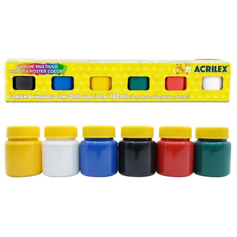 SET 6 GUACHE MULTIUSO 30ML TEMPERA POSTERS 02206