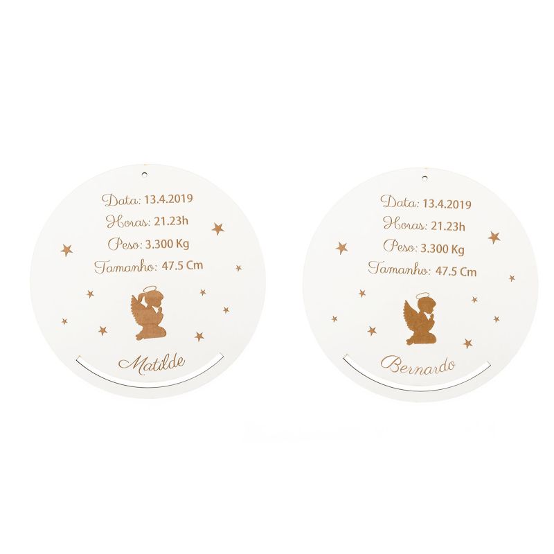 CAÇA SONHOS NASCIMENTO PERSONALIZAVEL D.22X0.3CM MDF BRANCO