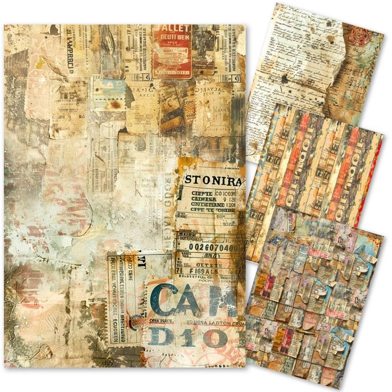 Mixed Media rice paper A4 set 4/Pkg Journey Ahead