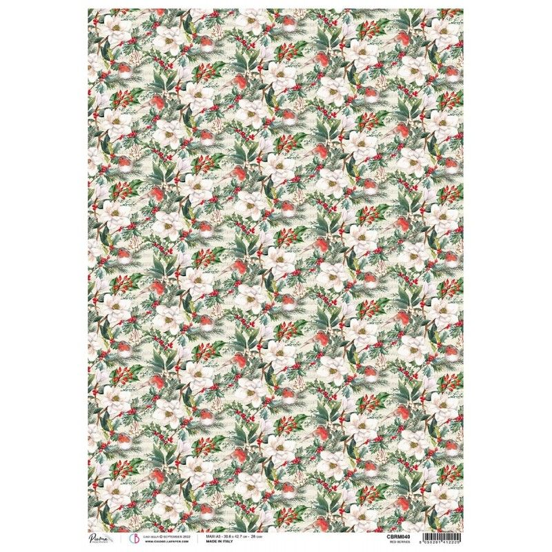 Rice Paper A3 Piuma Red Berries