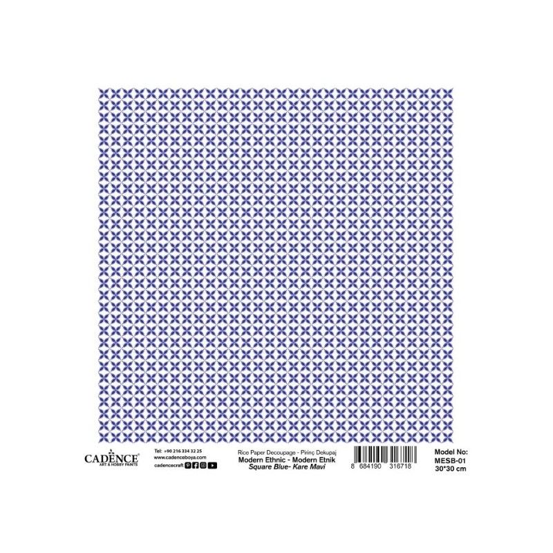 PAPEL ARROZ III 30x30 CM CADENCE - MODERN ETHNIC BLUE