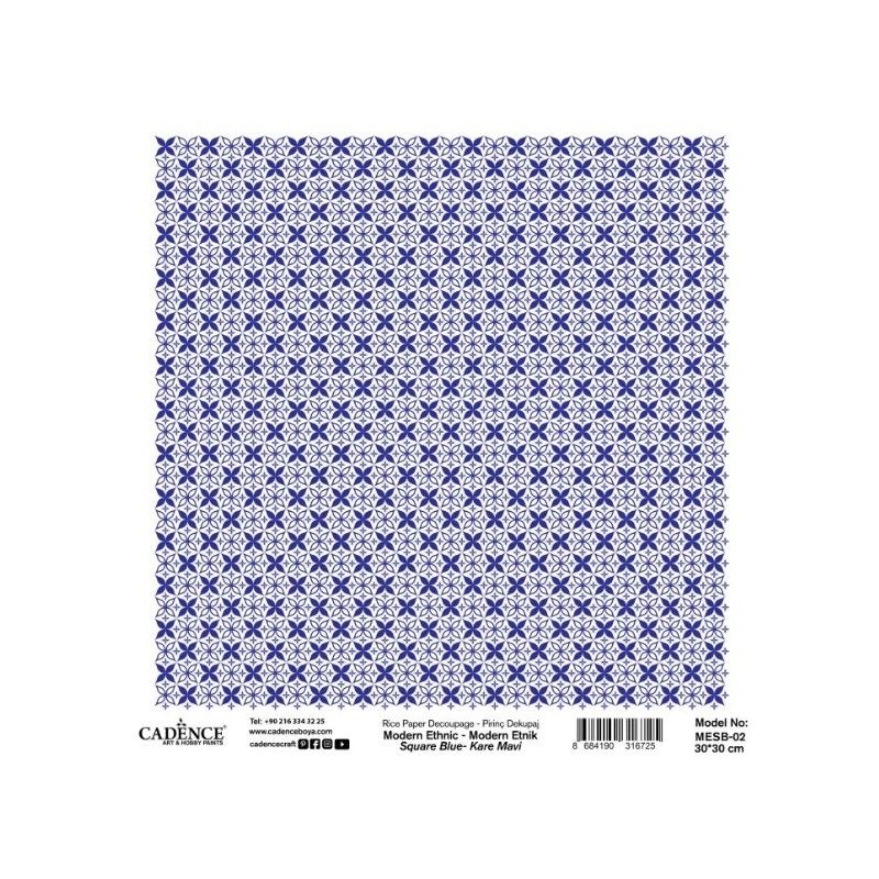 PAPEL ARROZ II 30x30 CM CADENCE - MODERN ETHNIC BLUE