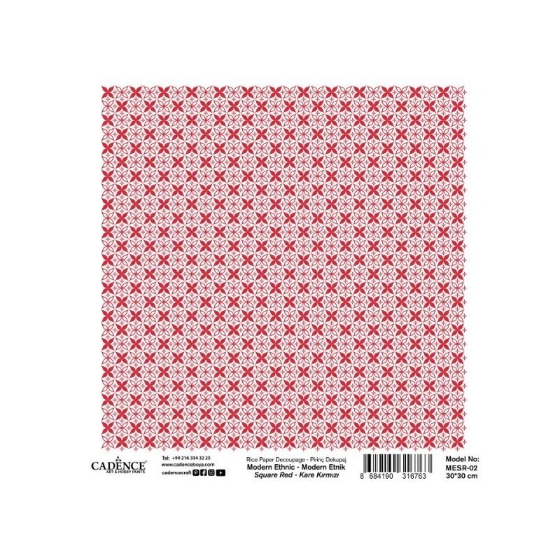 PAPEL ARROZ II 30x30 CM CADENCE - MODERN ETHNIC RED