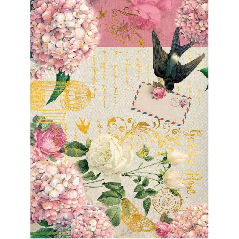 Papel de Arroz ORO HORTENSIAS 30x41cm