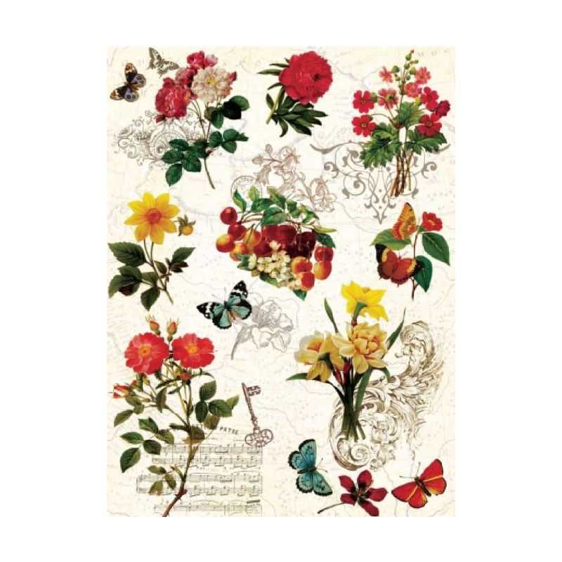 Papel de Arroz FLORES Y MARIPOSAS 1 30x41cm