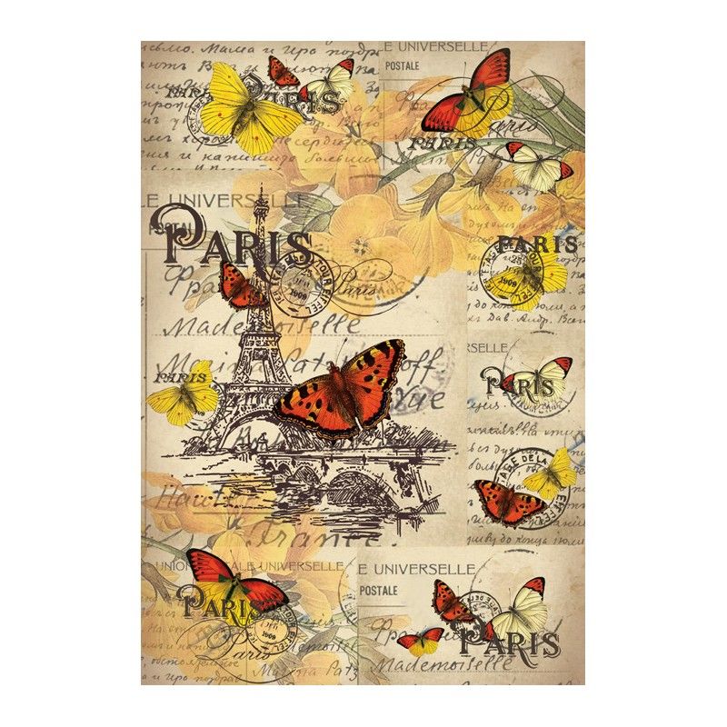 Papel de Arroz MARIPOSAS EN PARIS 30x41cm