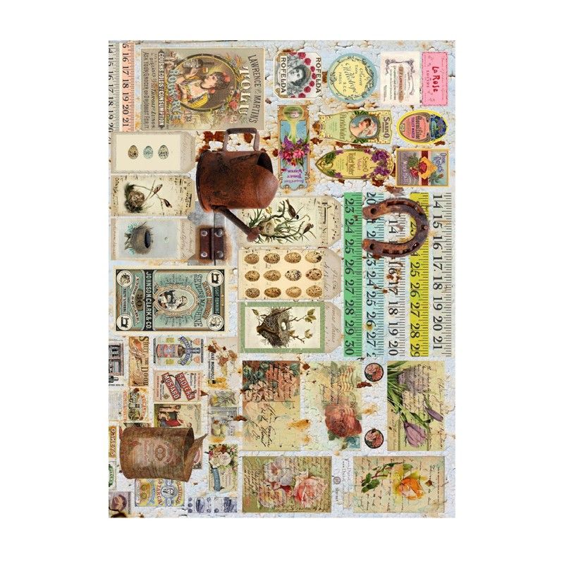 Papel de Arroz ETIQUETAS VINTAGE 30x41cm