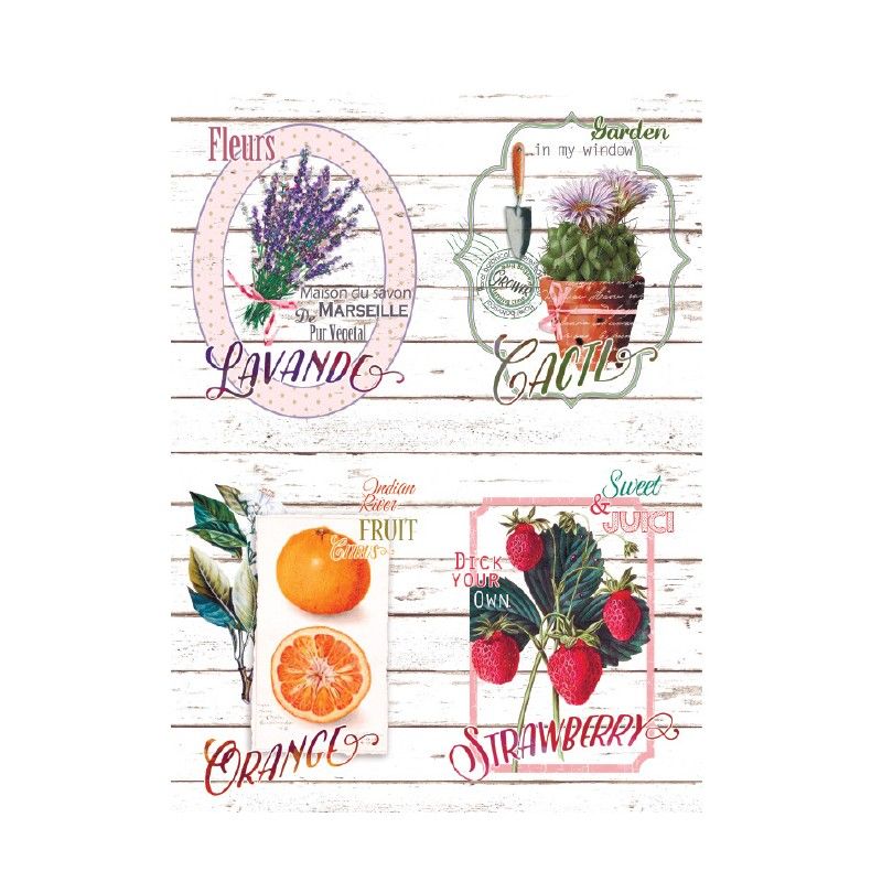 Papel de Arroz ETIQUETAS HUERTO 30x41cm