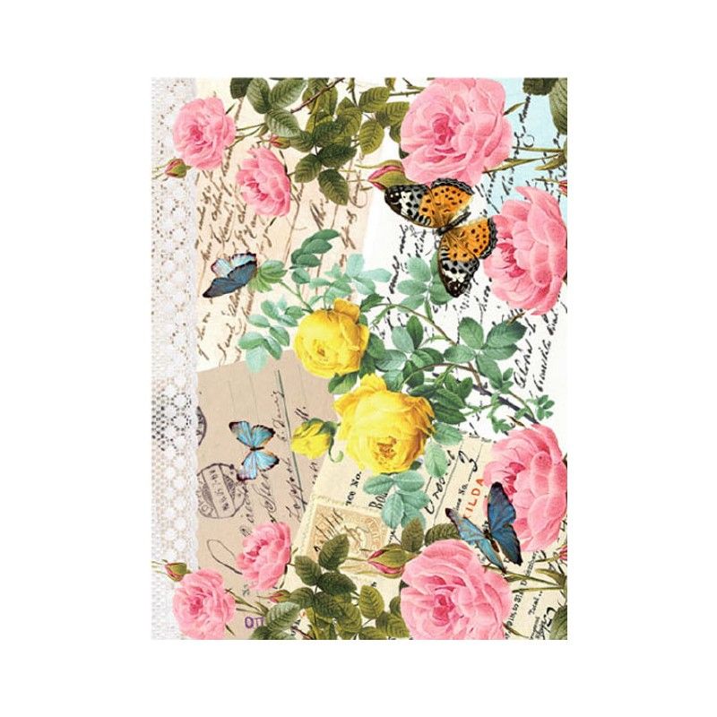 Papel de Arroz ROSAS CARTAS Y MARIPOSAS 30x41cm