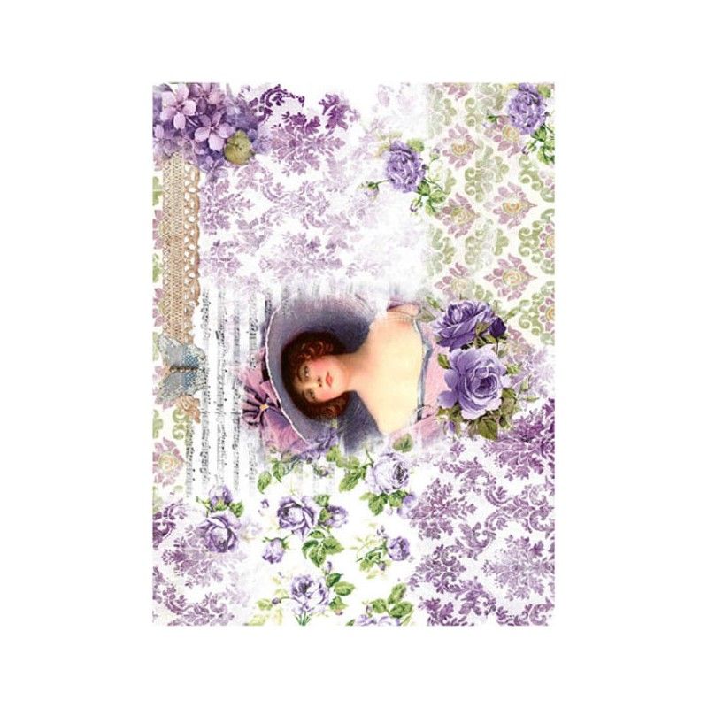 Papel de Arroz RETRATO Y VIOLETAS 30x41cm