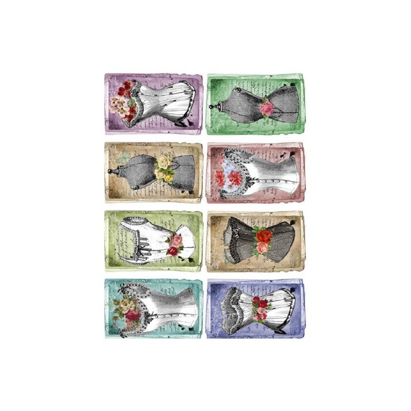 Papel de Arroz TAGS CORPIÑOS 30x41cm