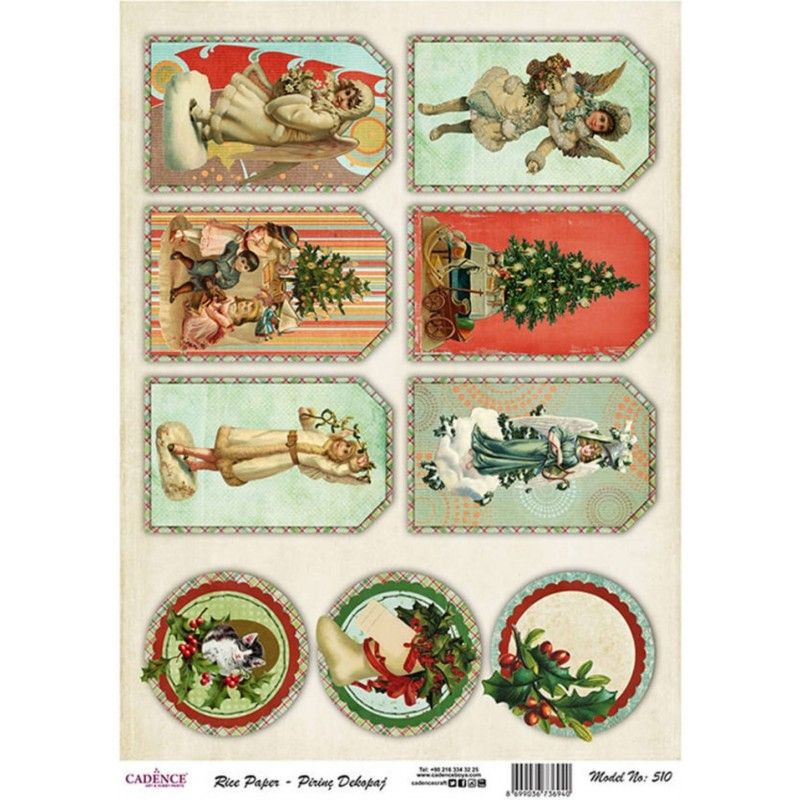 Papel de Arroz ETIQUETAS NAVIDAD 30x41cm